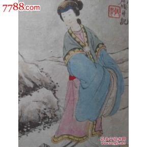 病雀册页活页画谢道韫古代美女字画东晋女诗人著名才女陈郡阳夏人