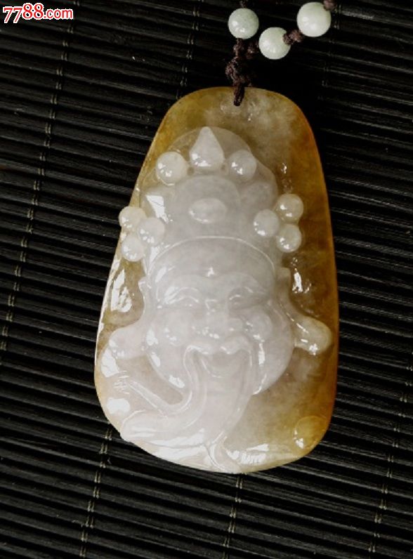 糯种黄翡大挂件—财神(带证书)