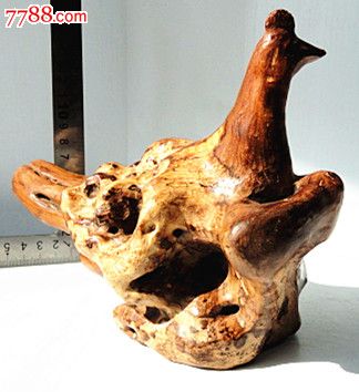 麻梨疙瘩根雕摆件{鸡}13 17cm.