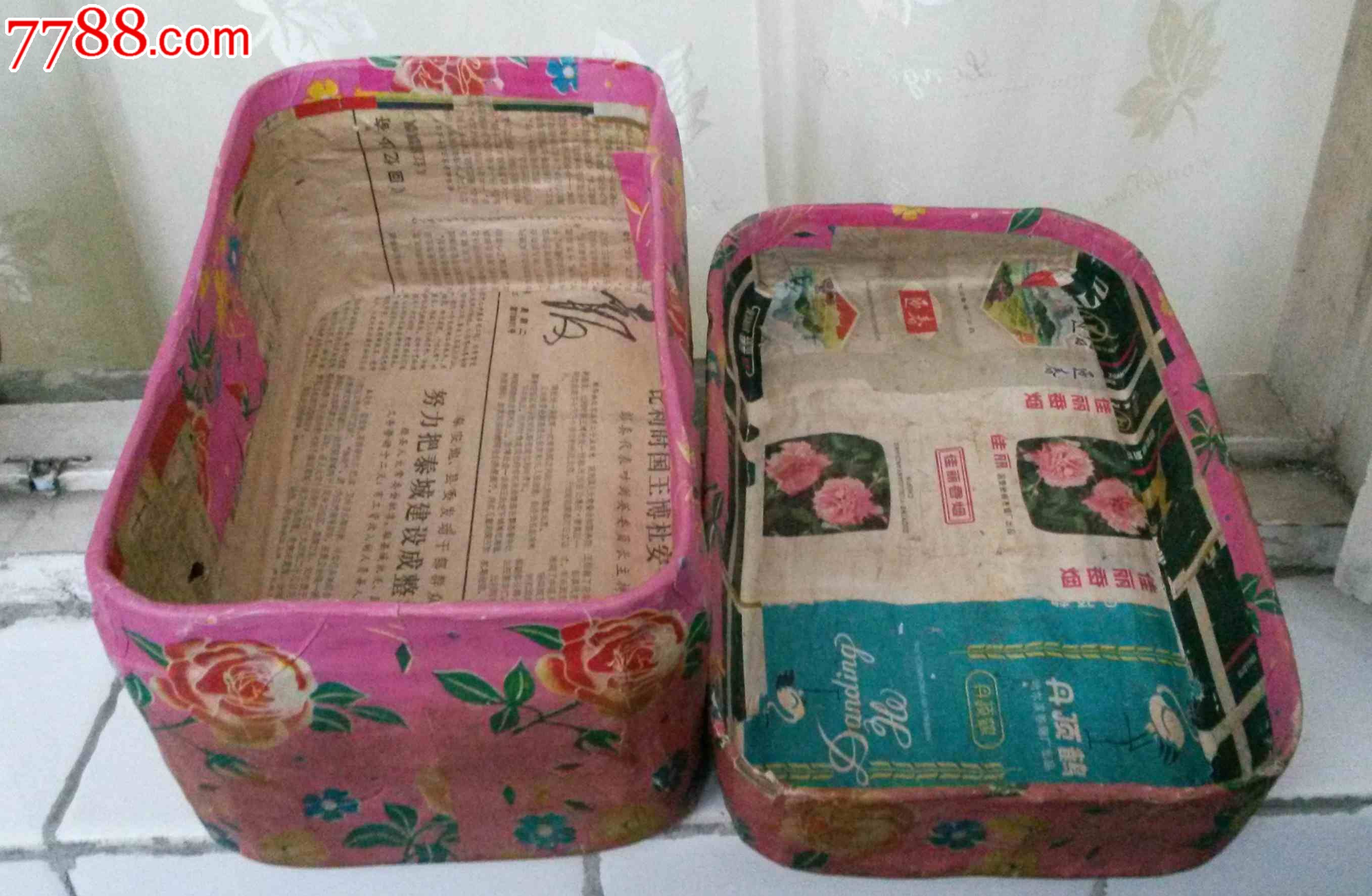 较为少见胶东民俗篾编树皮纸糊盒子