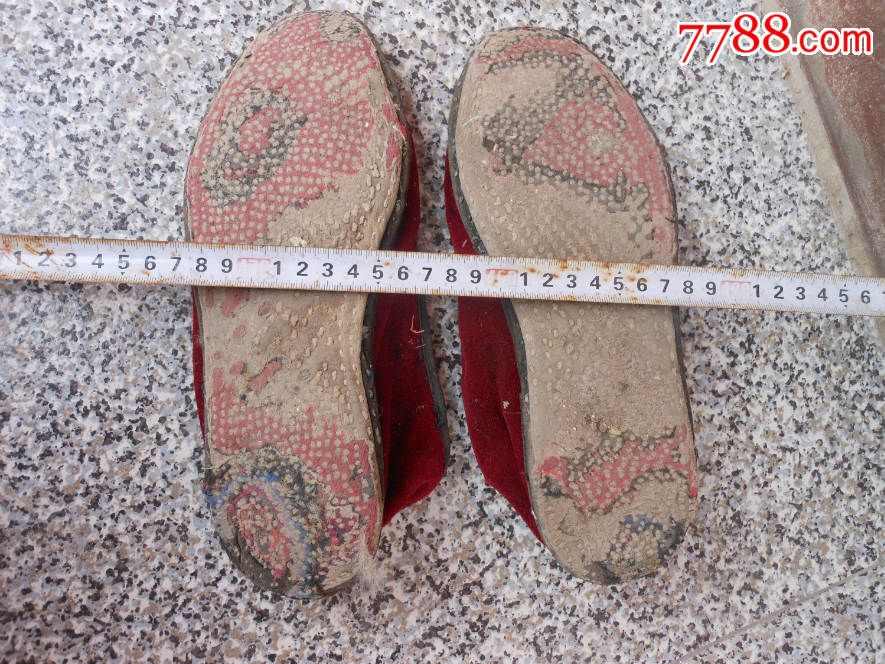 旧鞋女布鞋;女士一带鞋纯布鞋布底平绒红色25厘米40码