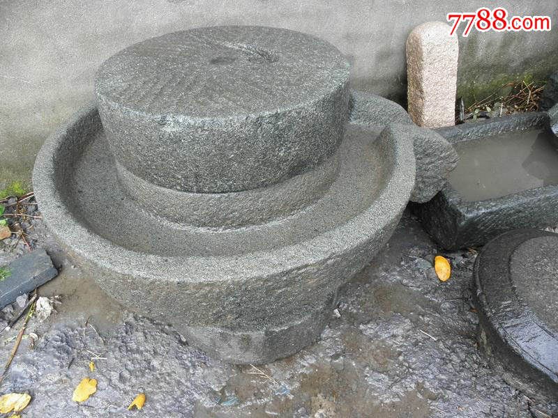 财源滚滚老石磨磨盘青石风水摆饰酒店饭店装饰家具古玩古董收藏