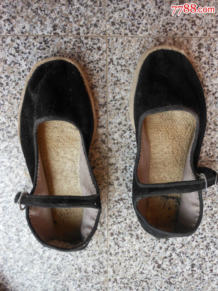 鞋文化旧鞋布鞋女式一带鞋布底手纳底平绒黑色25厘米40码
