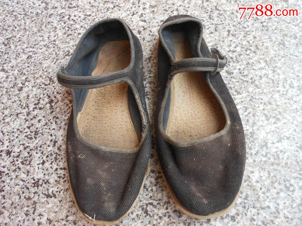 鞋文化旧鞋;布鞋女式一带鞋布底手纳底平绒黑色23.50厘米37码