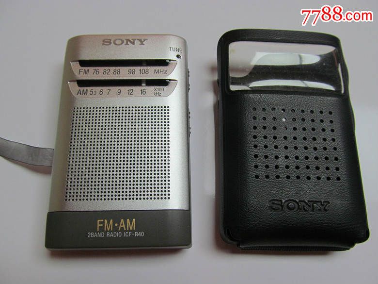 二手收音机索尼icf-r40收音机fmam便携式有皮套