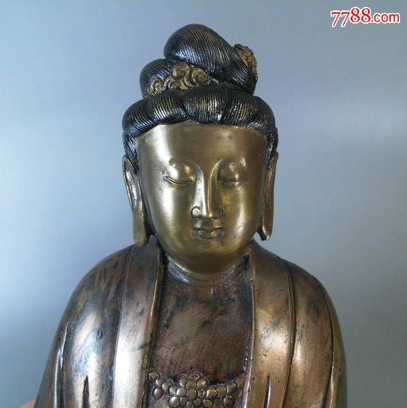 民国持经观音坐像_铜杂件【汇泉斋】_第1张_7788铜器收藏