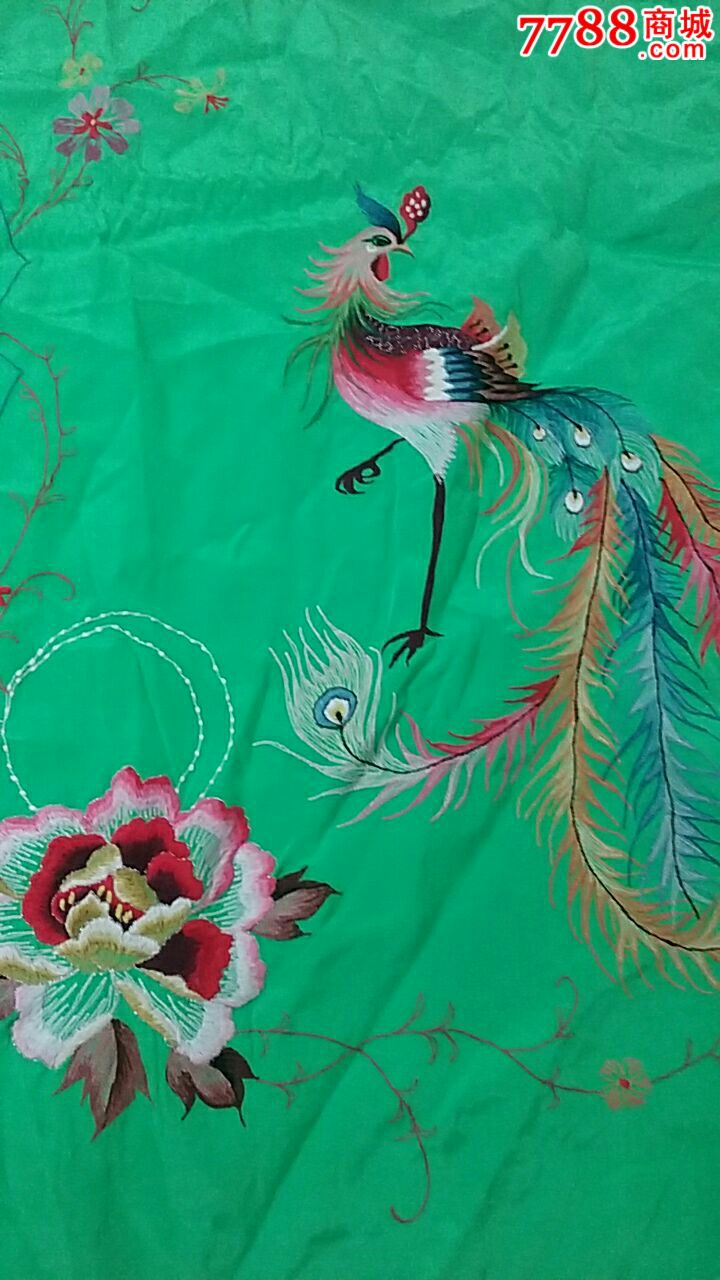 凤凰图案刺绣被面_补子/绣片_藏行天下【7788收藏
