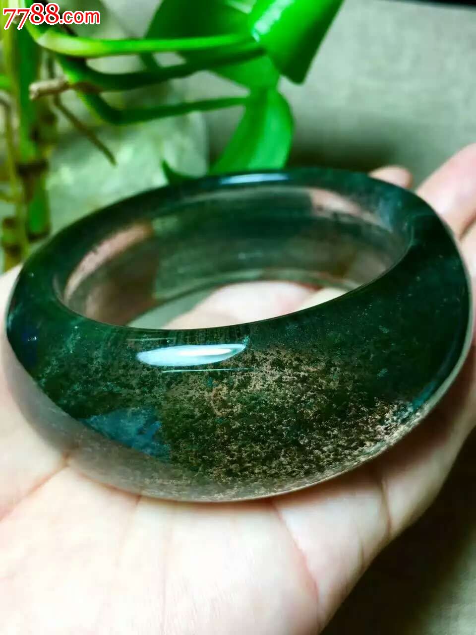 j极品绿幽灵水晶手镯_价格3888.