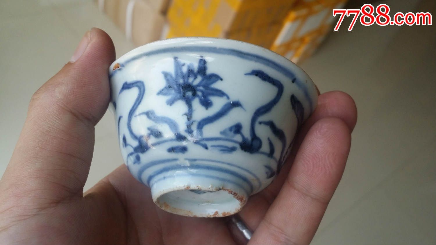 明万历仿成化青花压手杯,明代青花杯,明青花