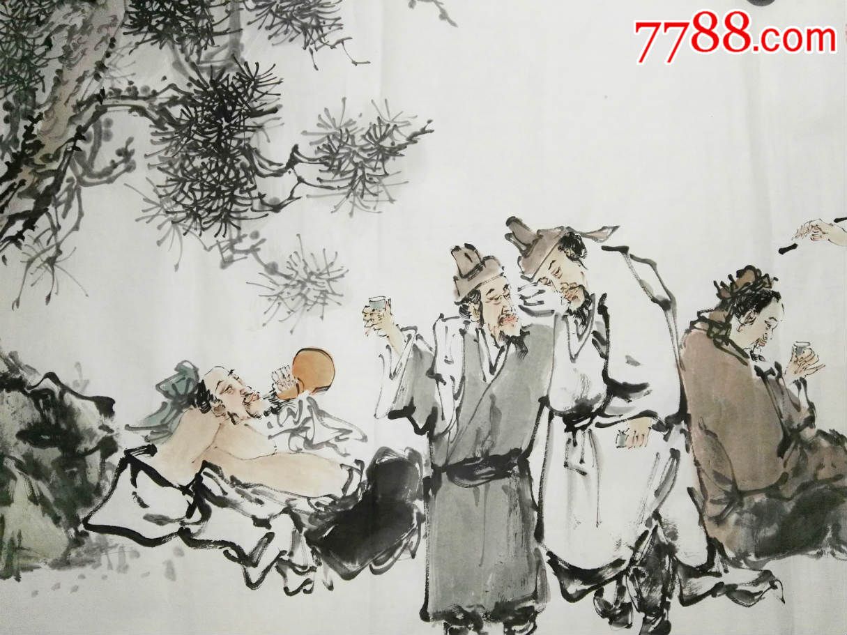 著名画家陈红梅老师画作饮中八仙_人物国画原作_云墨