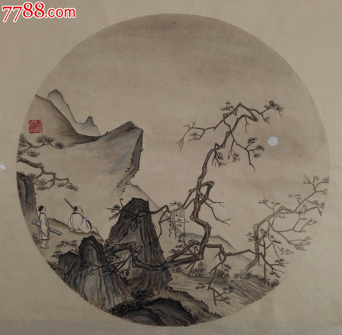 宋画山水,小品,团扇,原稿,原画,工笔,纯手绘_山水国画原作_第1张_7788