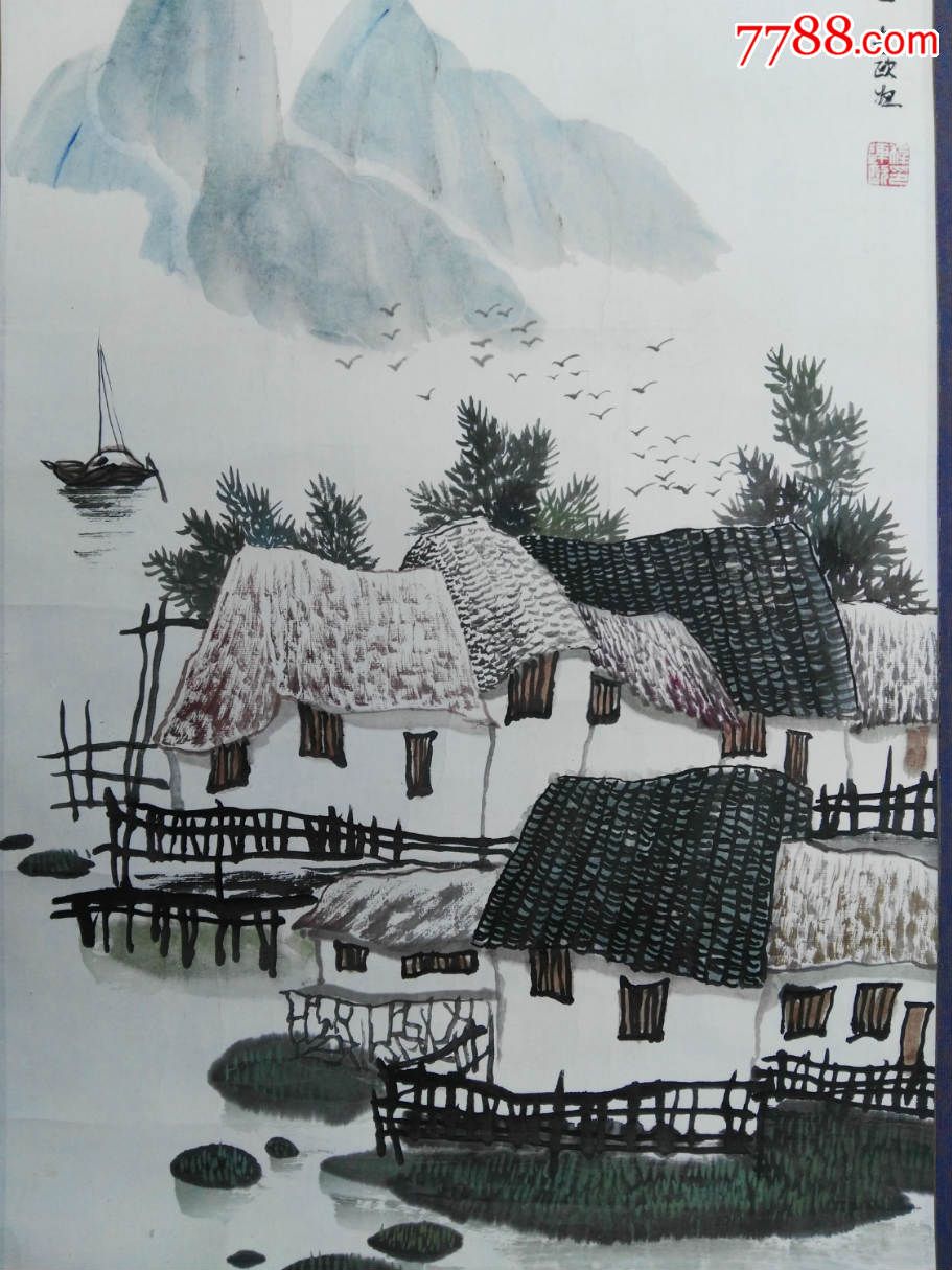 画家程连欧,尺寸,80*50-山水国画原作-7788收藏__收藏