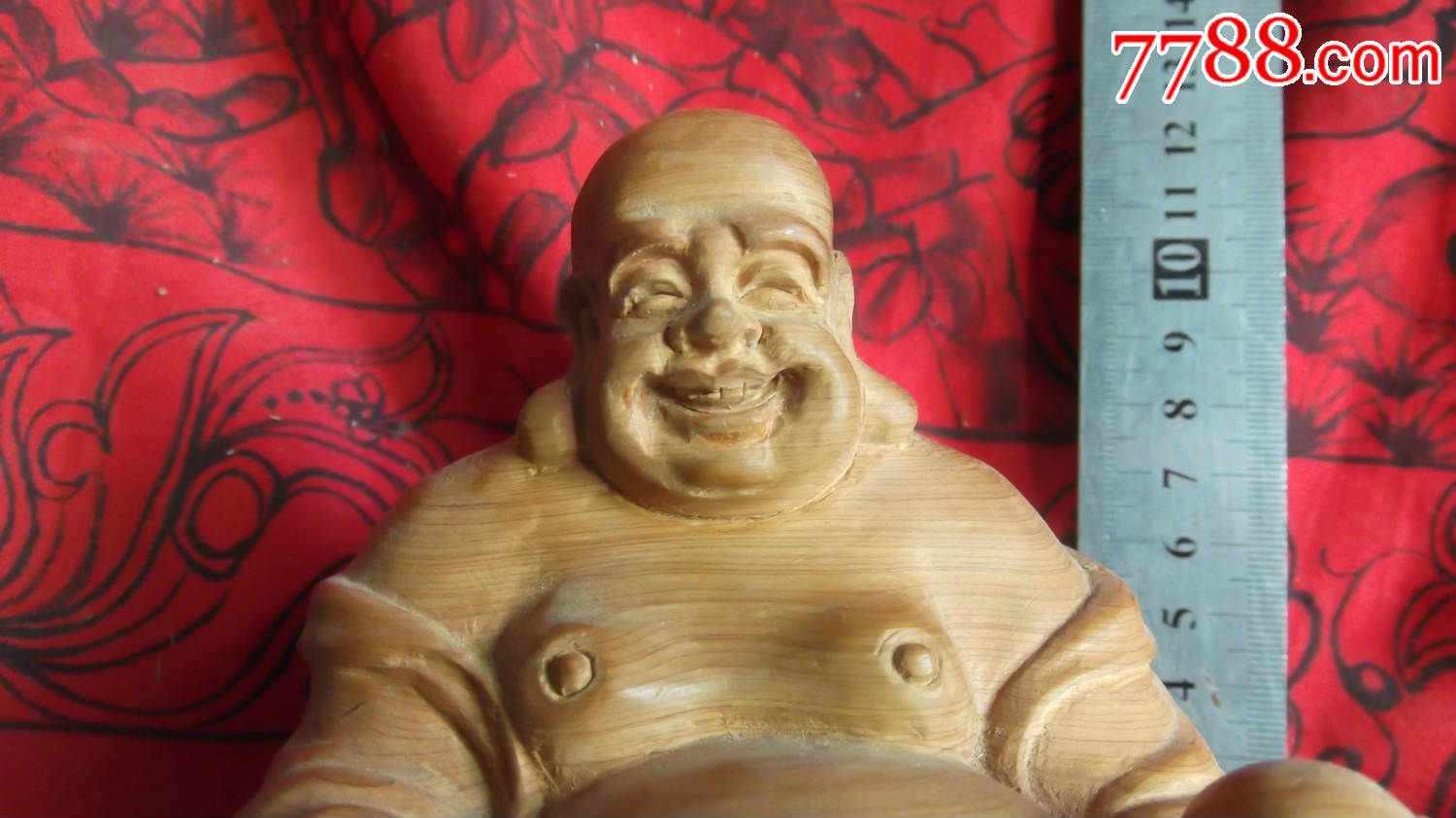 手工雕崖柏木弥勒佛雕像摆件坐像手把玩件,保纯手工创作雕刻