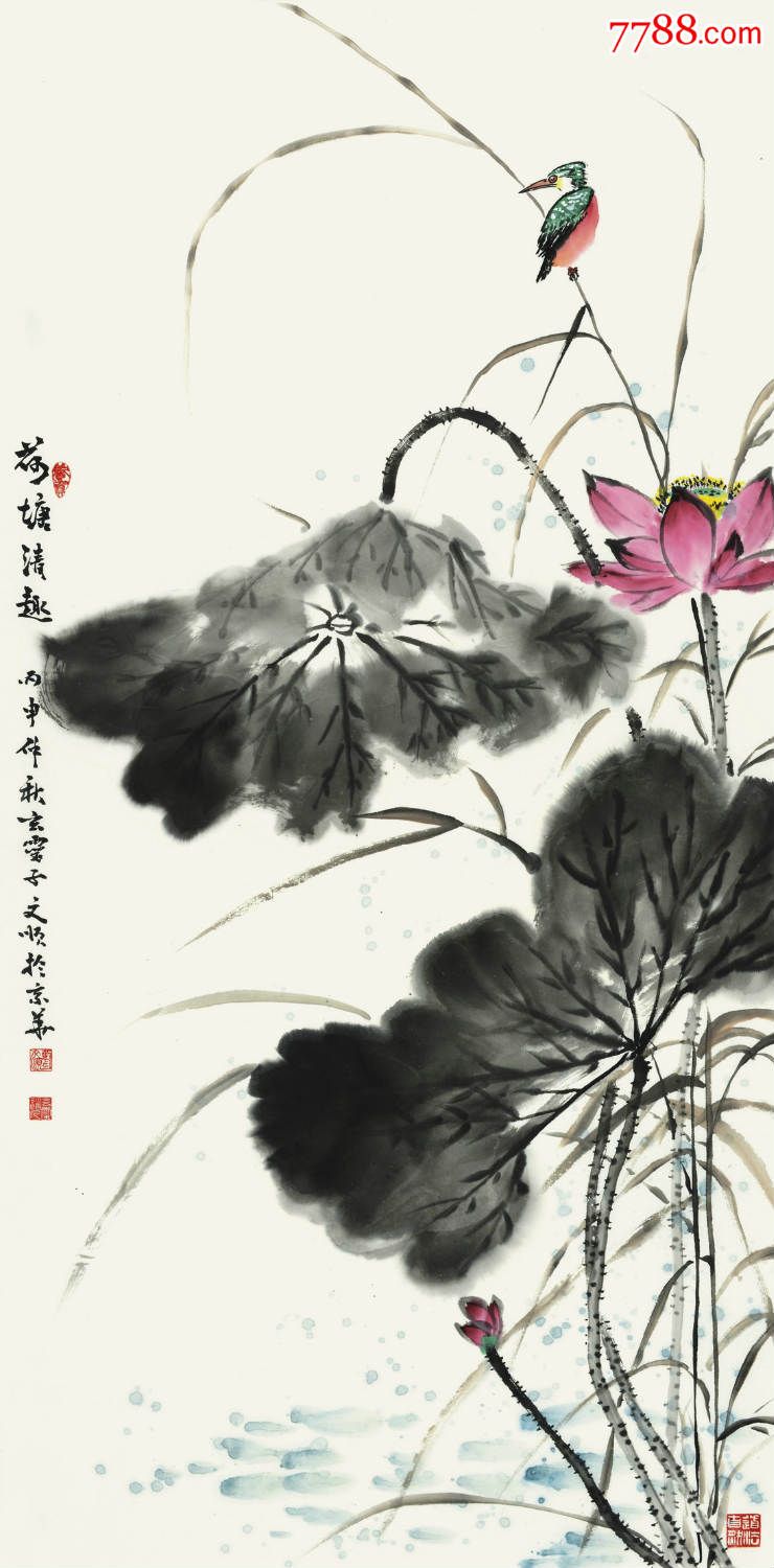 著名画家刘文顺国画荷花精品--荷塘清趣