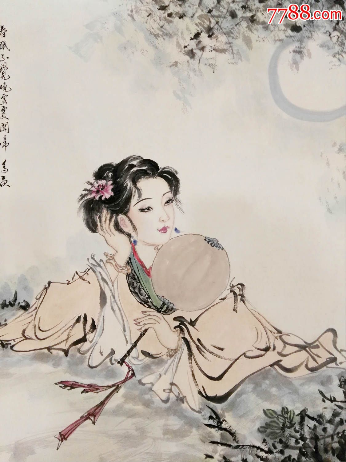 北京国画大师张功老师四尺斗方仕女作品