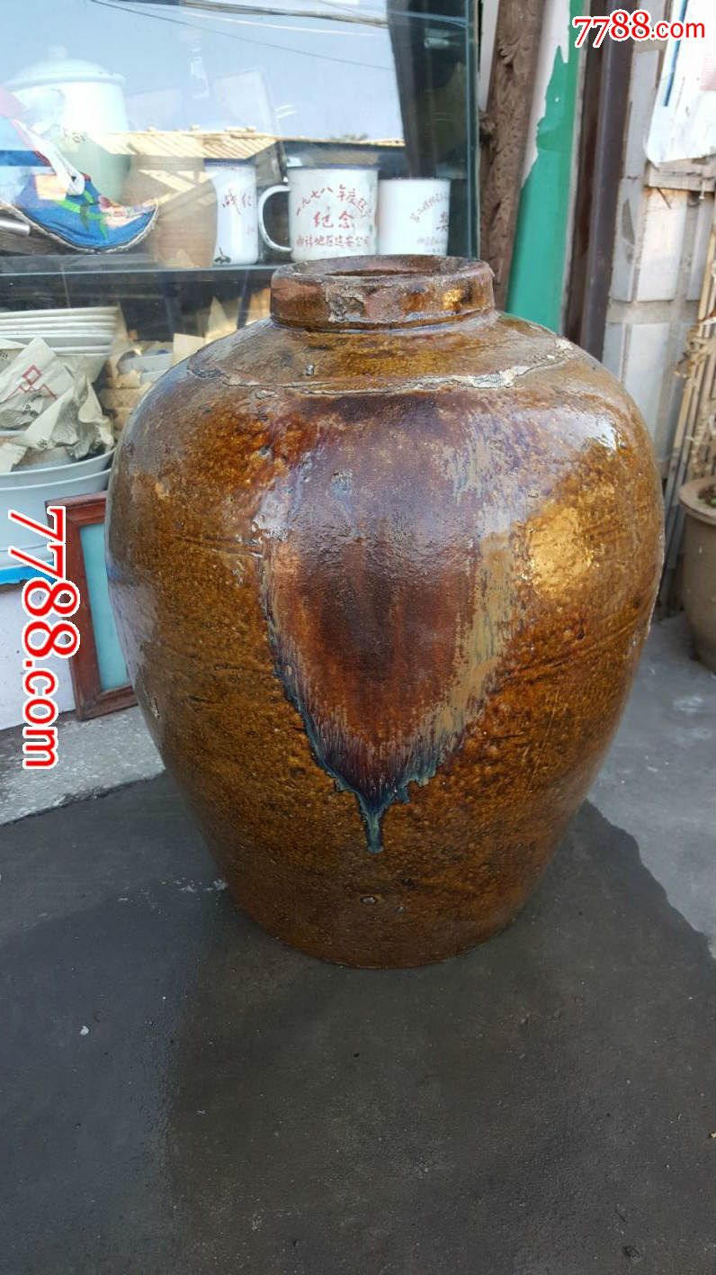 清代云南全品陶制超大超厚重酒坛酒罐带窑变超级漂亮的窑变