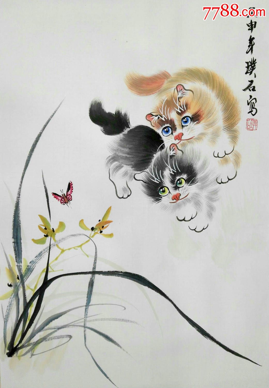 猫王杨广中老师四尺三开精品猫图_花鸟国画原作_第1张_7788字画网