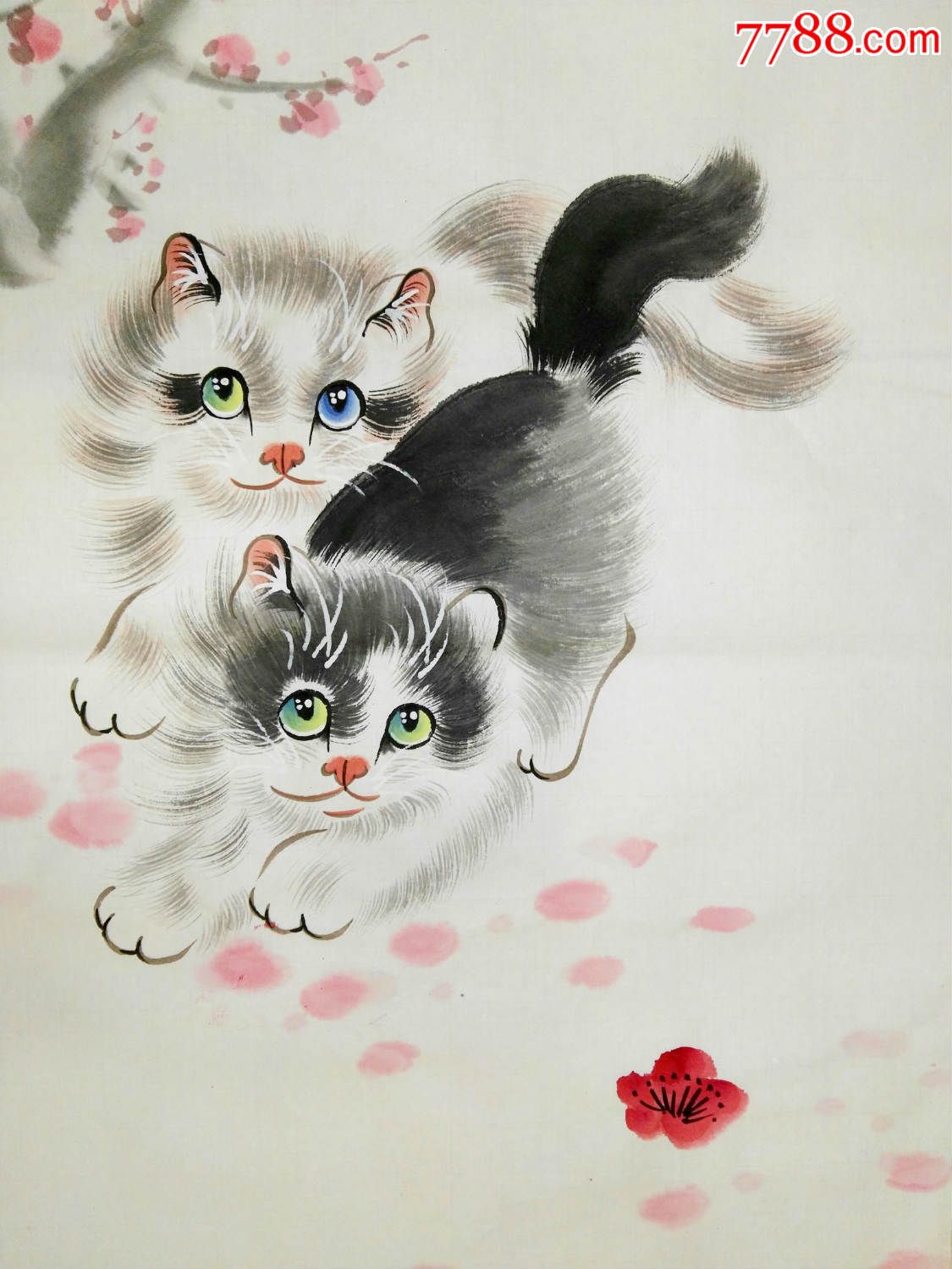 猫王杨广中老师精品猫图梅兰竹菊四条屏