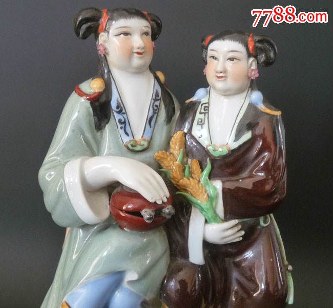 景德镇雕塑瓷厂/釉上彩/粉彩/和合二仙