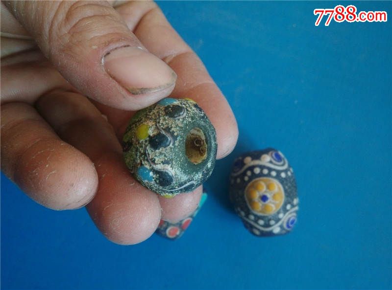 战汉时期老琉璃珠子三颗,其他琉璃工艺,其他琉璃工艺品,唐朝之前