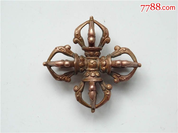 l202小年份藏传利玛铜十字金刚杵羯磨杵