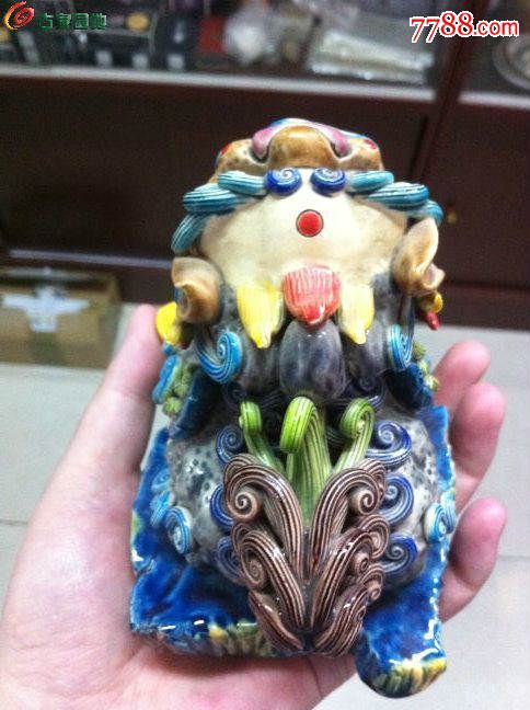 艺君窑交趾陶祥瑞狮兽摆件名家作品招财辟邪镇宅
