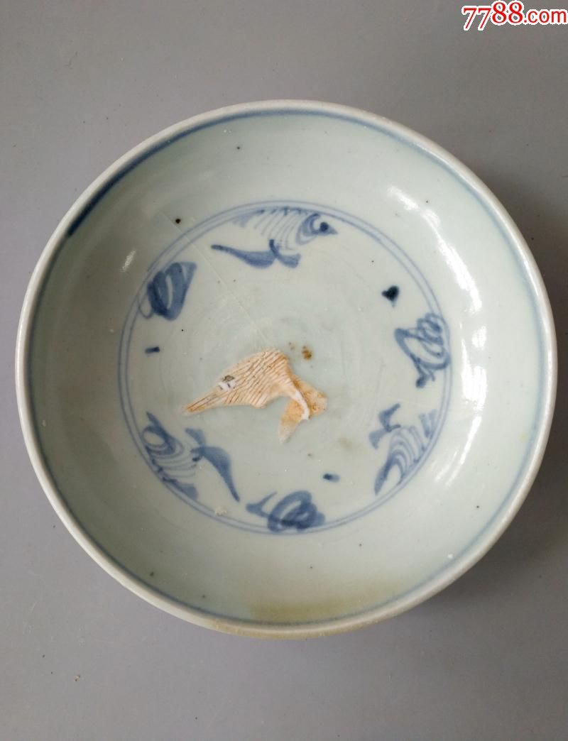 明代青花鱼纹笔洗(包老保真)