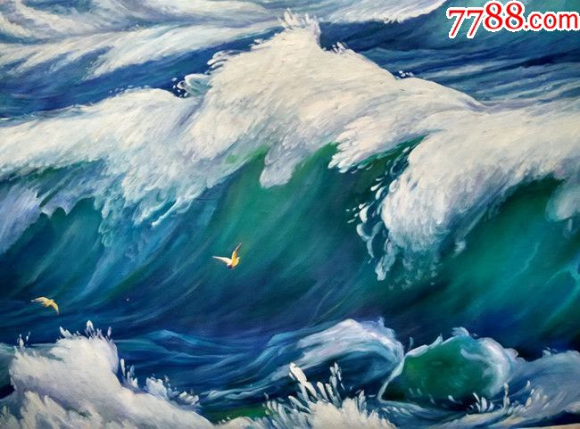 朝鲜人民画家金成根海浪_油画原画_祥瑞居画廊【7788