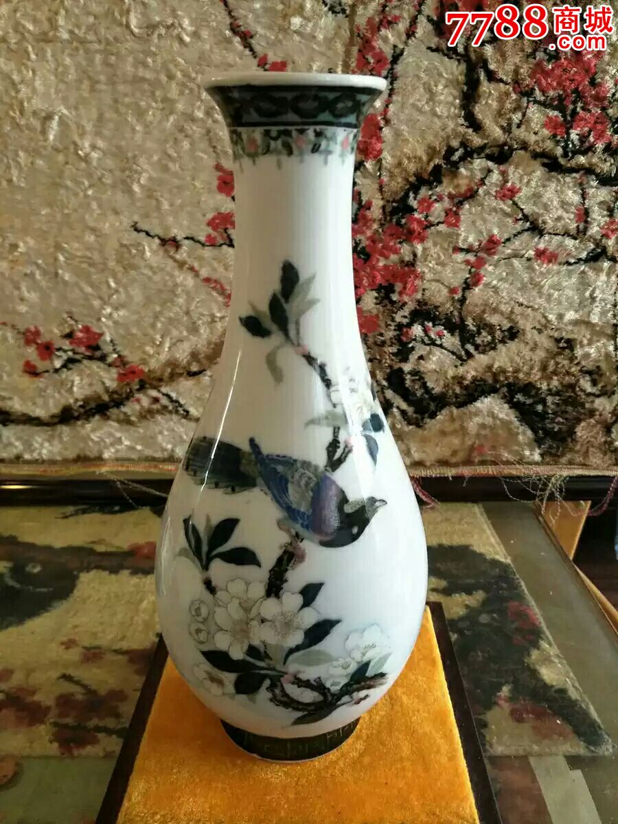 醴陵老瓷器老瓷瓶老物件全手绘老瓷花瓶文玩古董收藏精品