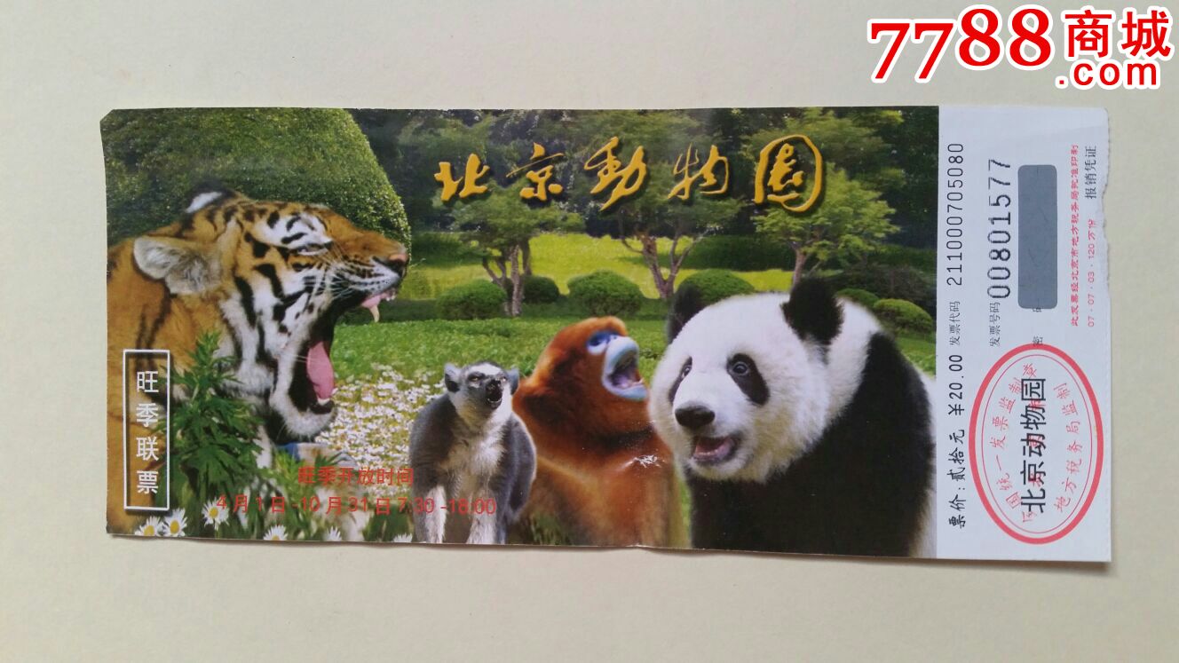 北京动物园熊猫参观券