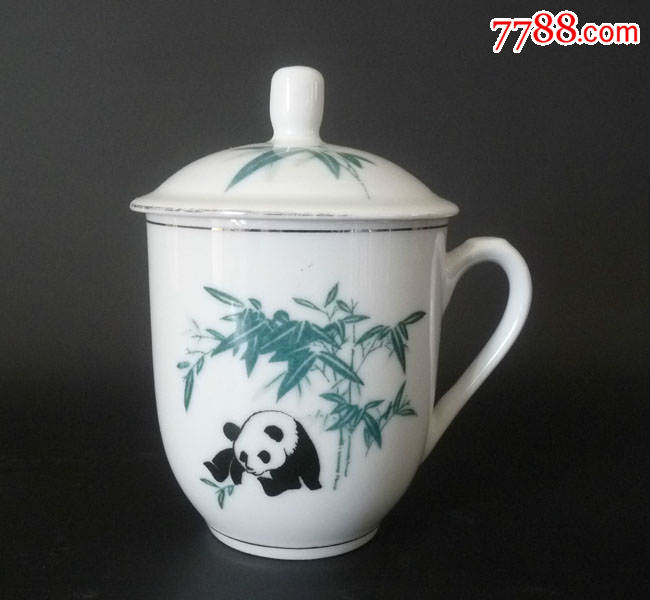 醴陵瓷/吧十年代/釉下彩/熊猫茶杯