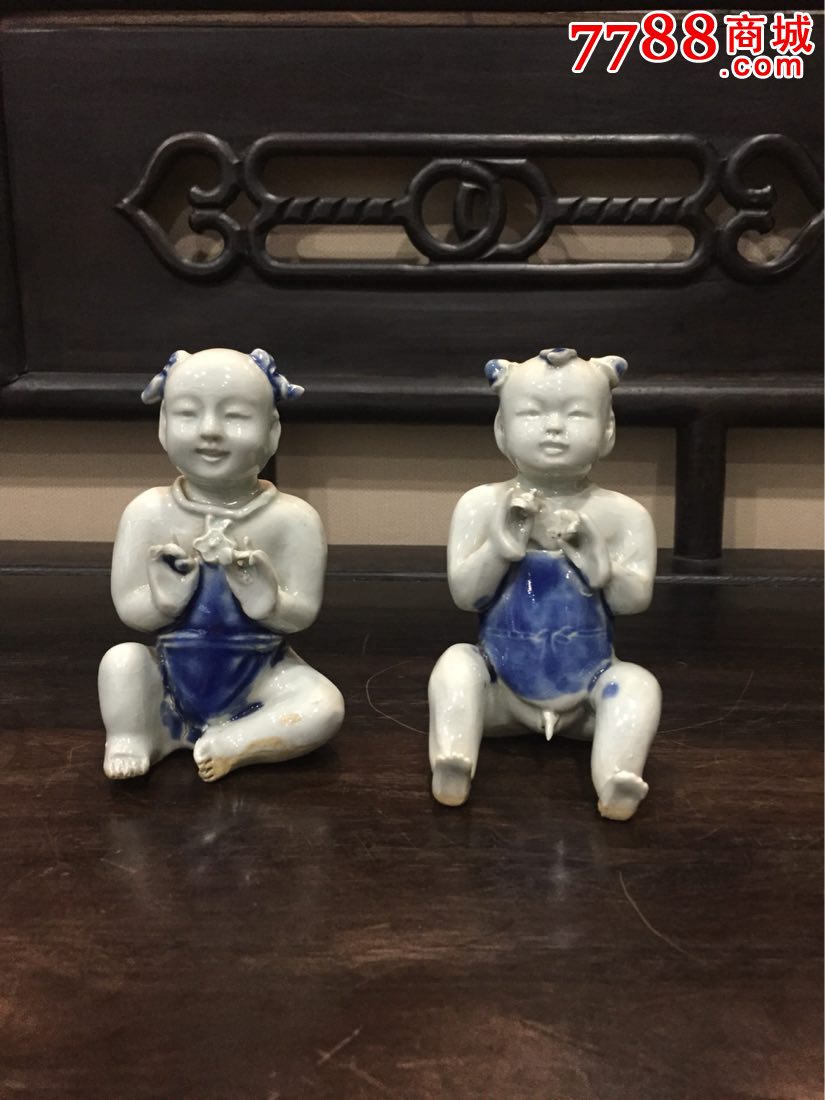 清代后期童男童女瓷塑