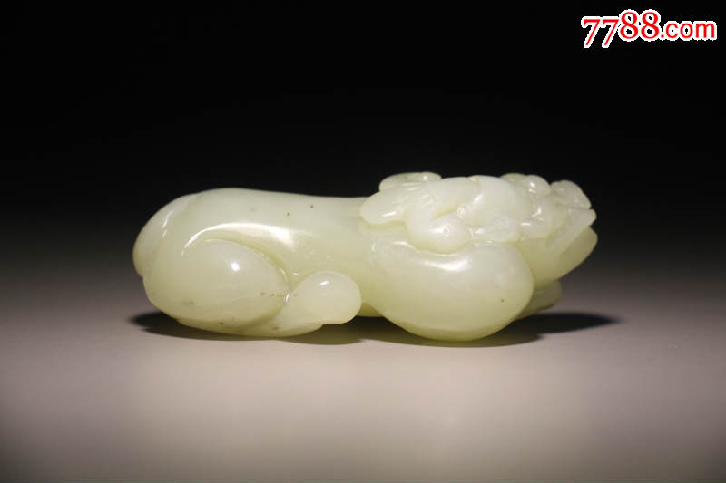 明清古玉白玉貔貅瑞兽把玩件小摆件包老到代