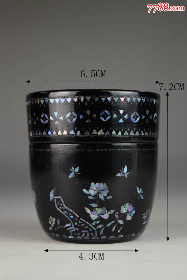 日本古董收藏品黑漆镶嵌螺钿茶具茶道小茶叶盒精美漆器经典推荐