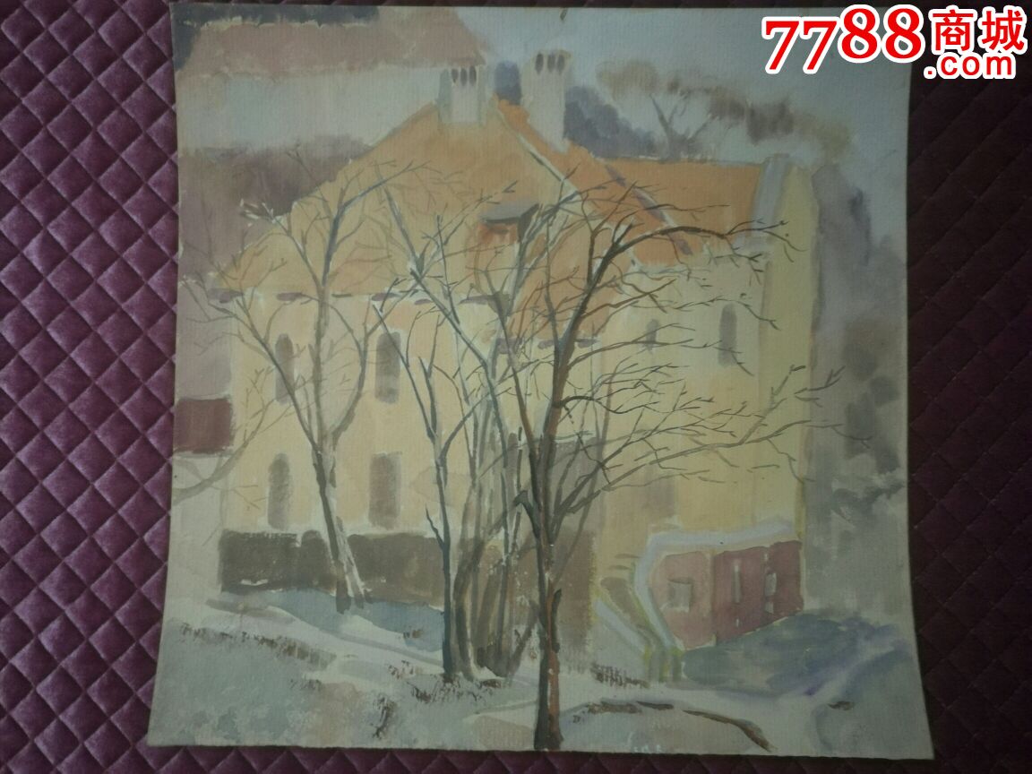 80年代手绘水粉画【建筑风景】