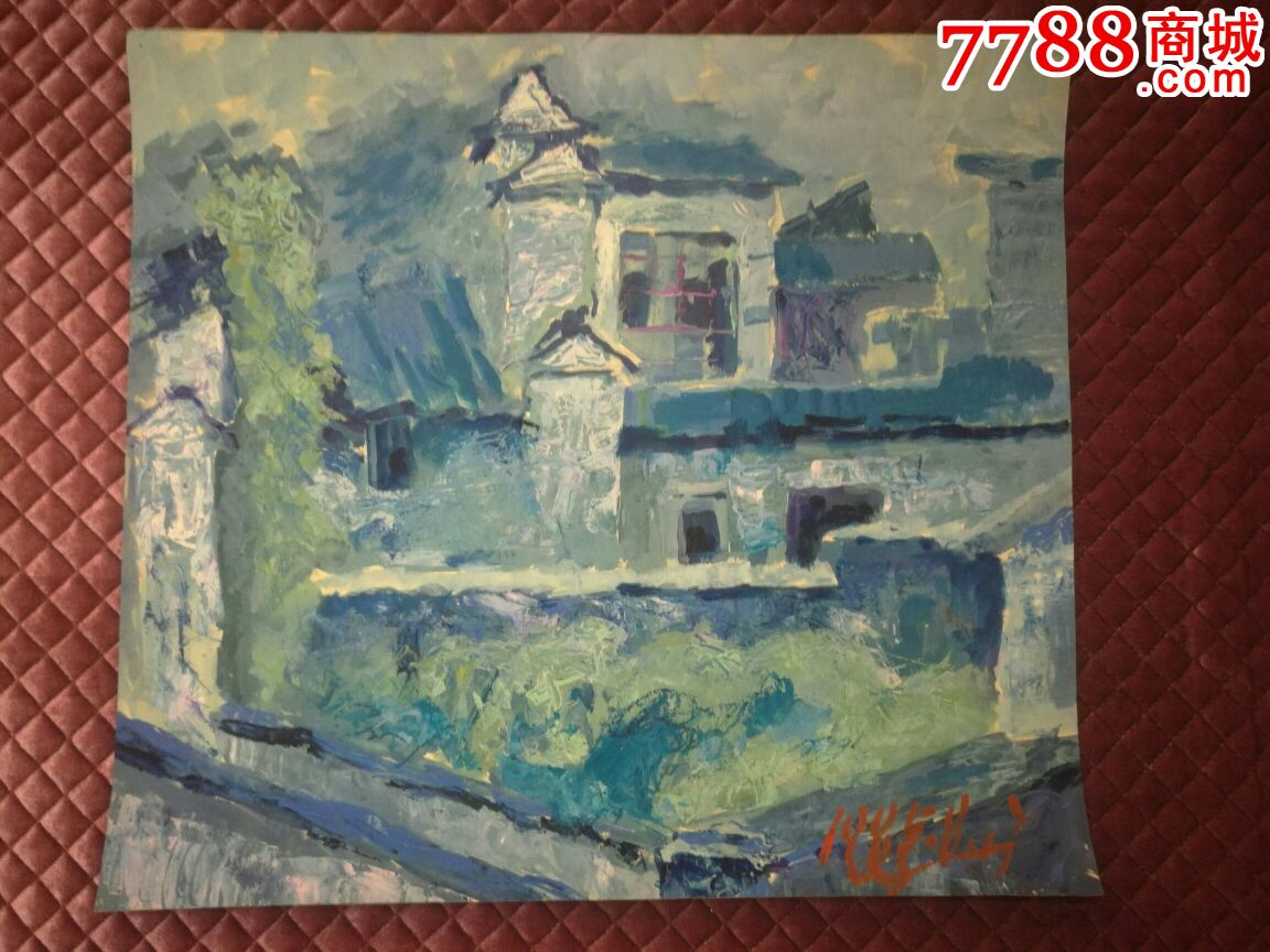 80年代手绘水粉画【建筑风景】1985.