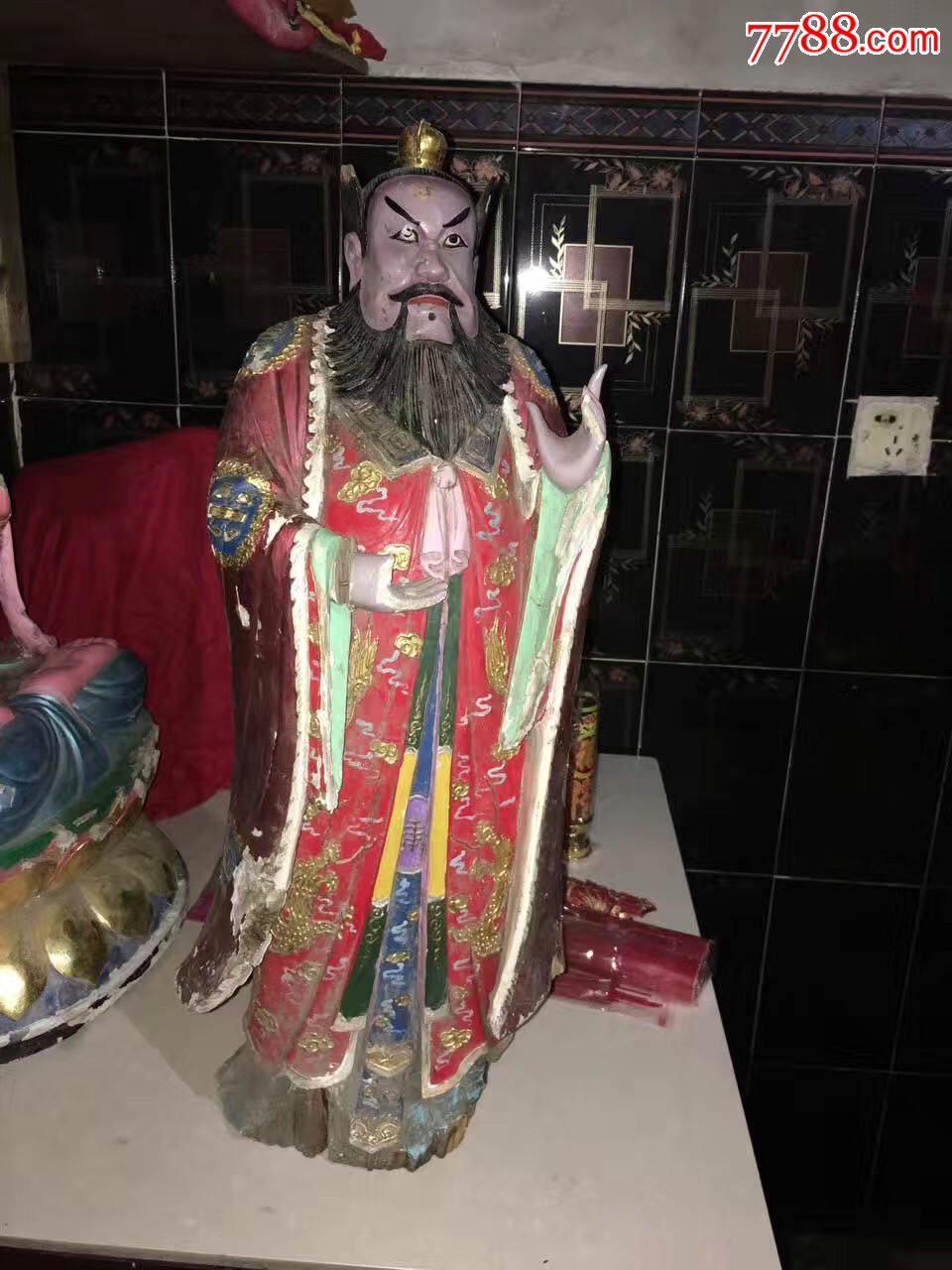 一尊老木雕张天师神像供奉多年已开光驱邪保平安古玩杂项古董