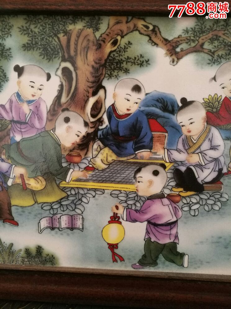 瓷板画童子嬉戏图壁画装饰