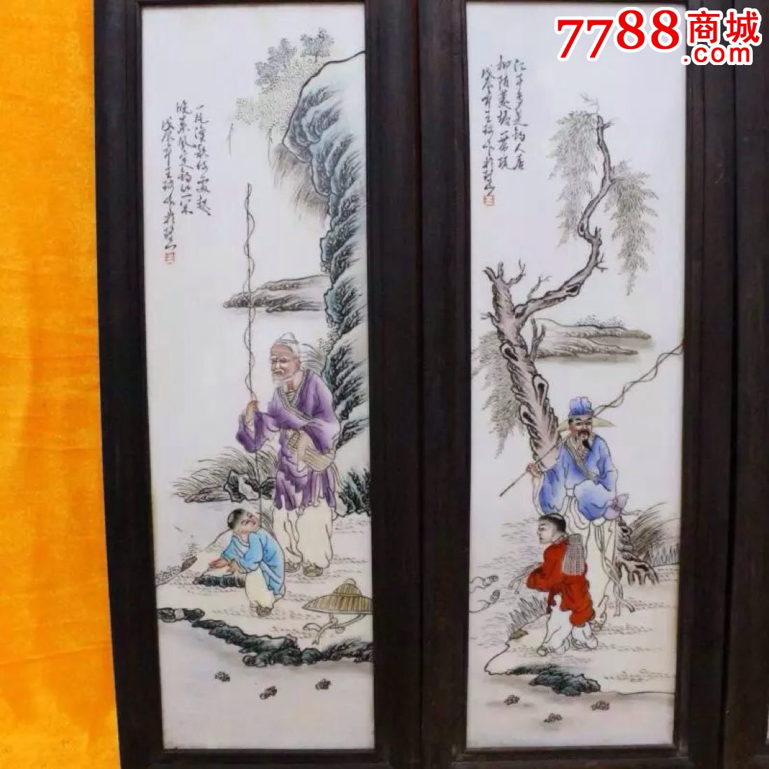 民国珠山八友王大凡大师作品人物瓷板画壁挂画