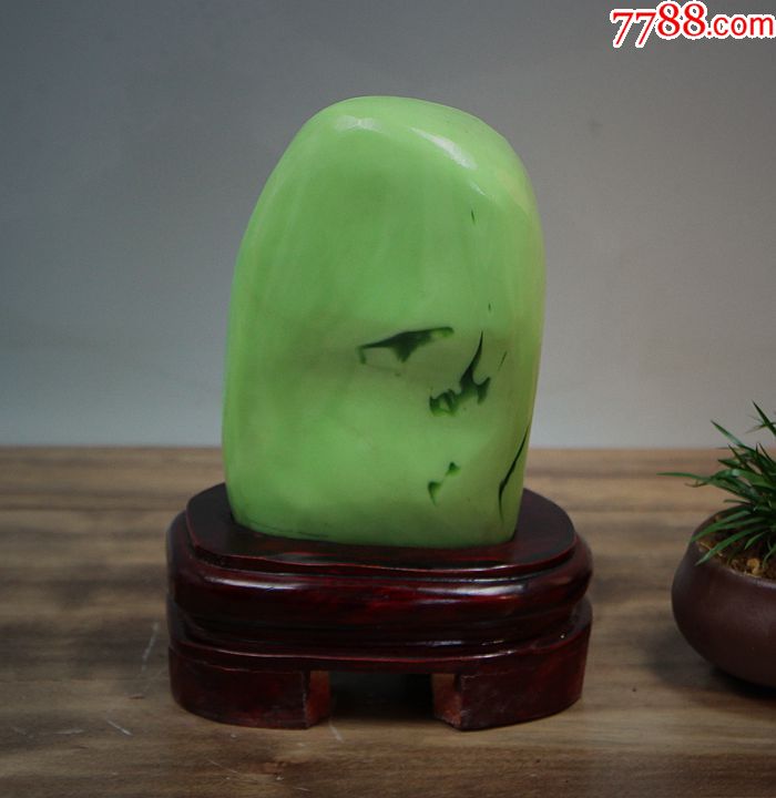奇石矿物晶体宝玉石原石观赏石绿碧玉绿玉髓原石摆件09