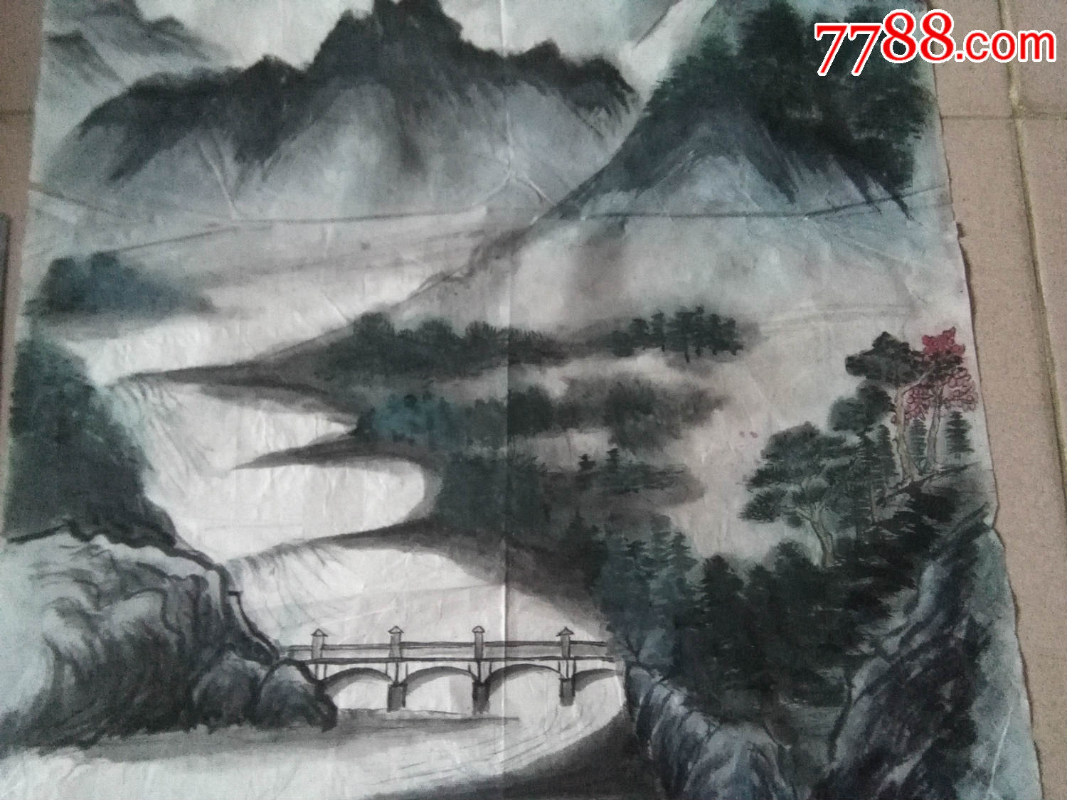 深山下的小桥梁-se49135391-山水国画原作-零售-7788