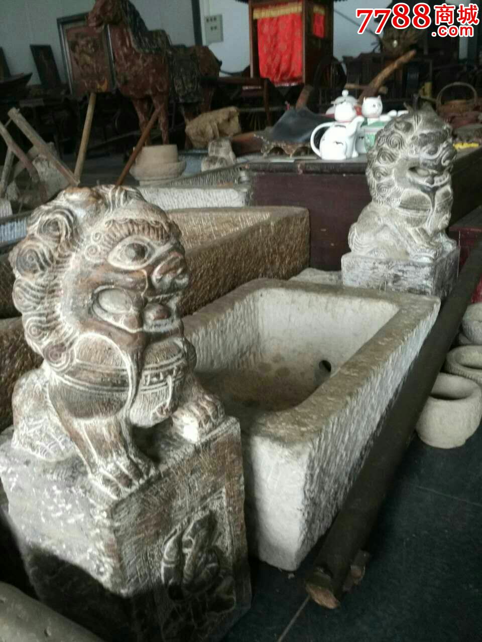 清代石狮子一对门墩门头狮子青石镇宅石狮辟邪