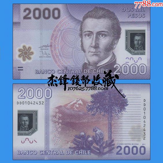 智利2000比索塑料钞2013