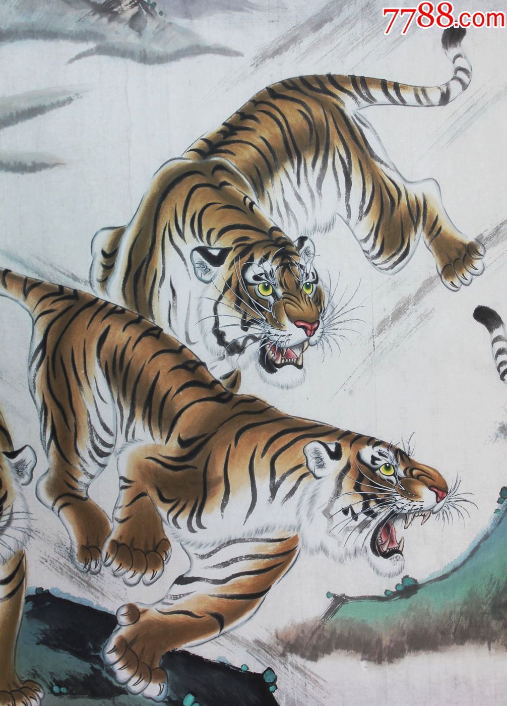 百虎图画家郑强工笔画精品20米长卷百虎集福百虎图长卷