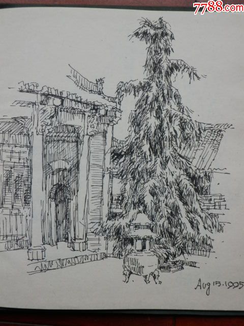 成都建筑风景钢笔速写画一本94张