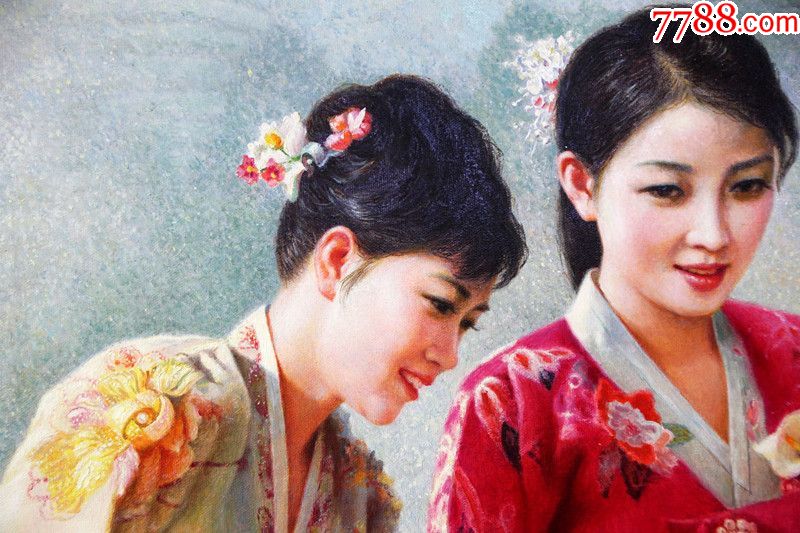 朝鲜功勋画家申成哲油画美女