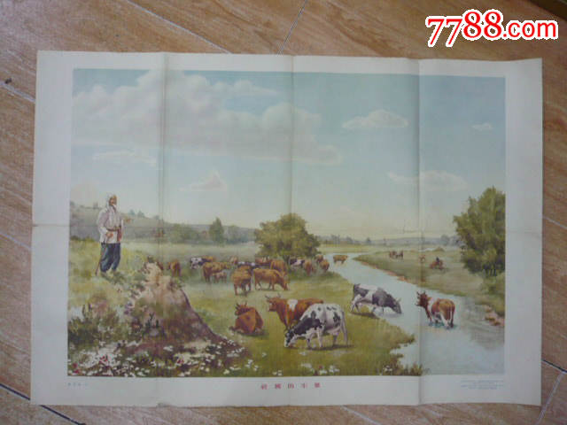 社里的牛羊—1954年-se49919100-年画/宣传画-零售-7788收藏__中国