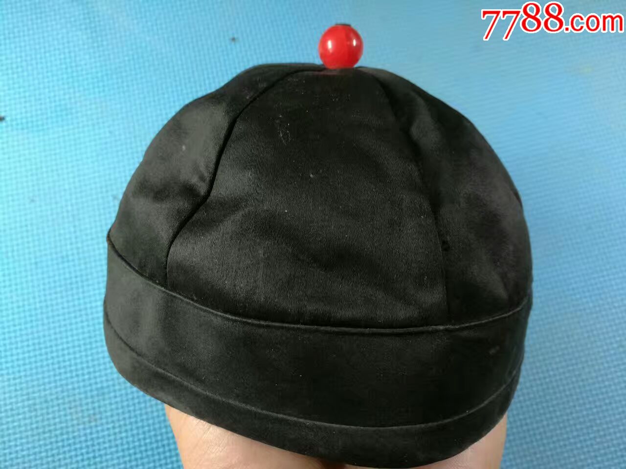 怀旧老服饰收藏民国瓜皮帽奉天出品带红琉璃珠包老