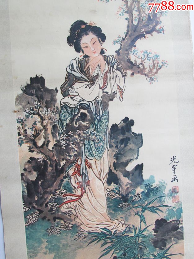 80年挂历老年画,吴光宇作仕女图,画作精美_年画/宣传