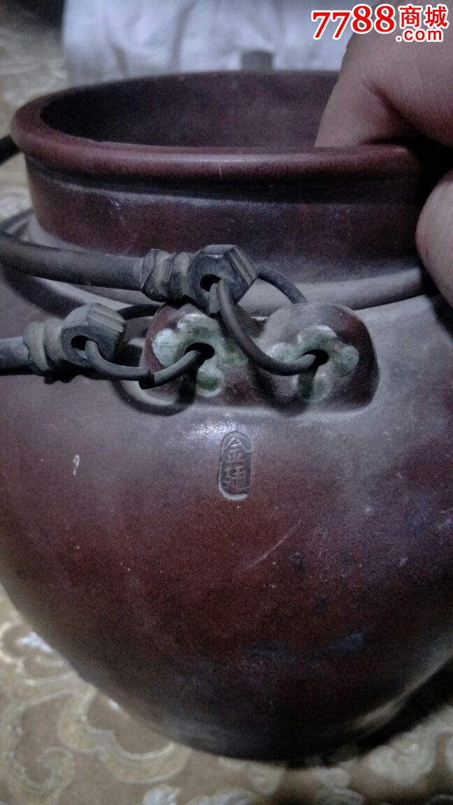清代绘花鸟金廷宜兴老紫砂壶,民俗老物件古董古玩收藏